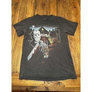A Nightmare On Elm Street Freddy Vs Jason Camp Crystal Lake Shirt Adult Small